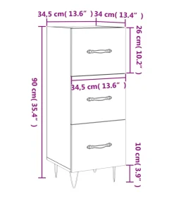 vidaXL Dressoir 34,5x34x90 cm bewerkt hout hoogglans wit