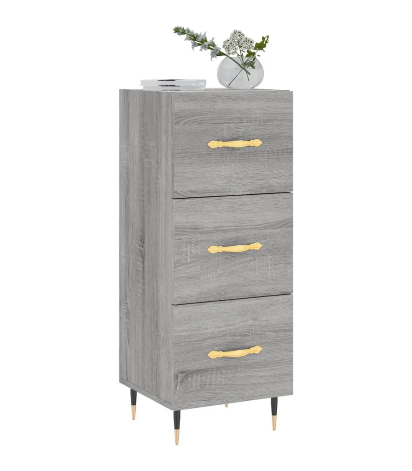 vidaXL Dressoir 34,5x34x90 cm bewerkt hout grijs sonoma eikenkleurig