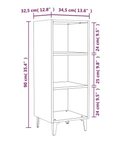 vidaXL Dressoir 34,5x32,5x90 cm bewerkt hout grijs sonoma eikenkleurig
