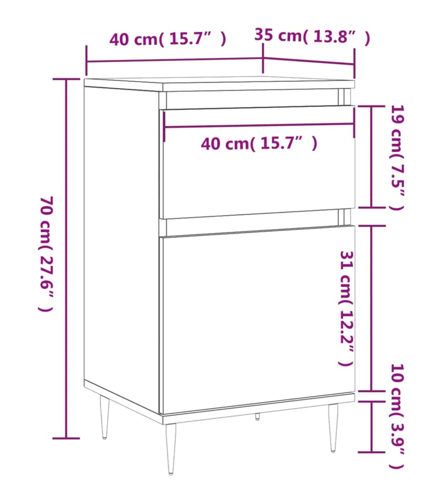 Best Dressoir 40x35x70 cm bewerkt hout gerookt eikenkleurig Meubels