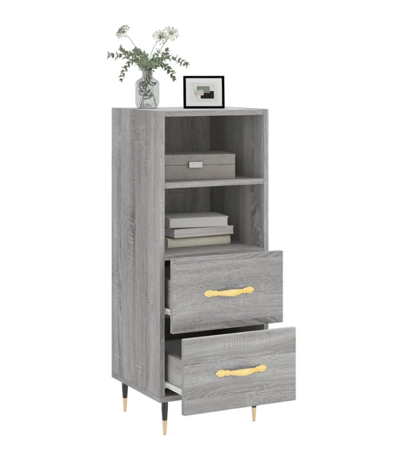 vidaXL Dressoir 34,5x34x90 cm bewerkt hout grijs sonoma eikenkleurig