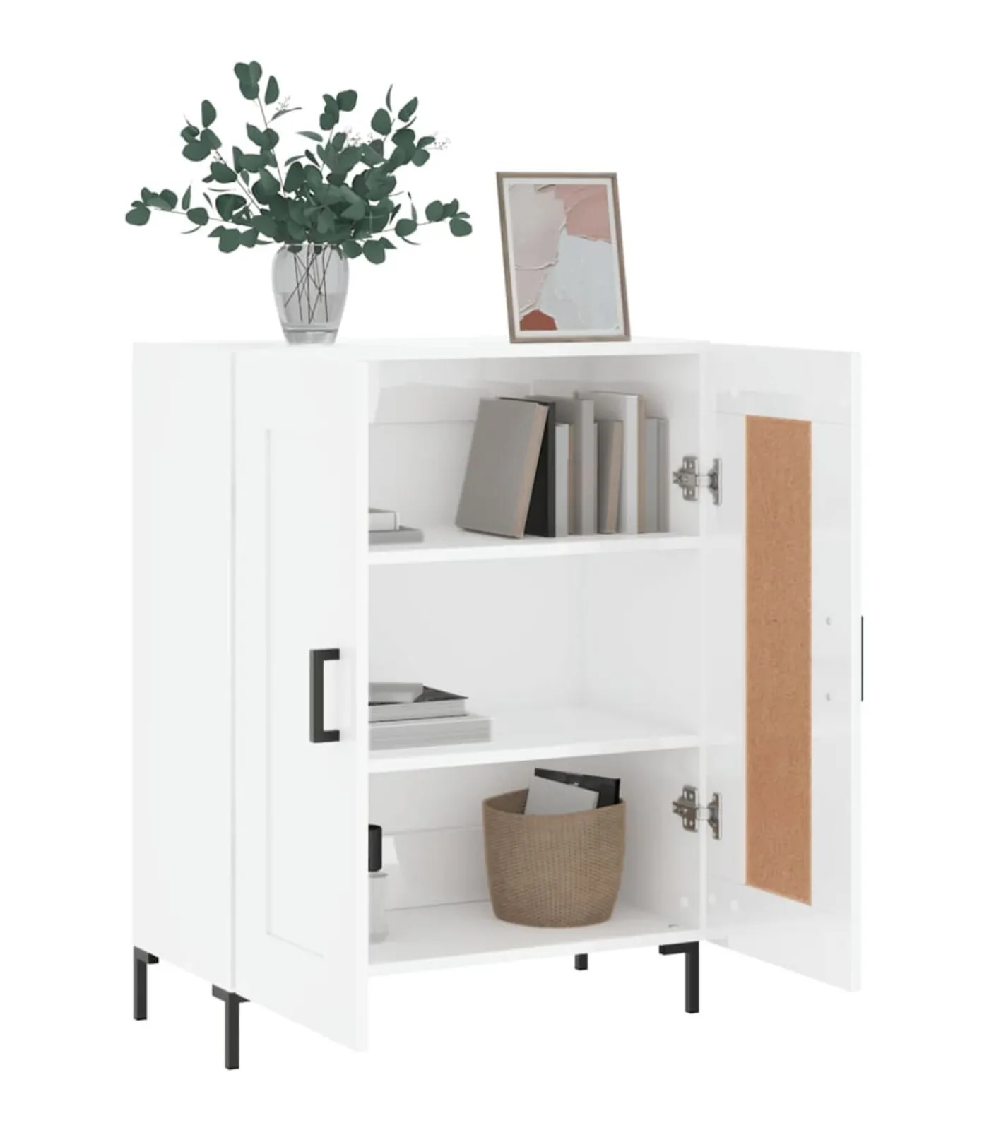 vidaXL Dressoir 69,5x34x90 cm bewerkt hout hoogglans wit