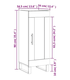vidaXL Dressoir 34,5x34x90 cm bewerkt hout bruin eikenkleur