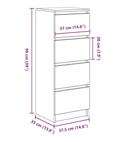 vidaXL Dressoir 37,5x35x99 cm spaanplaat ambachtelijk eikenkleurig