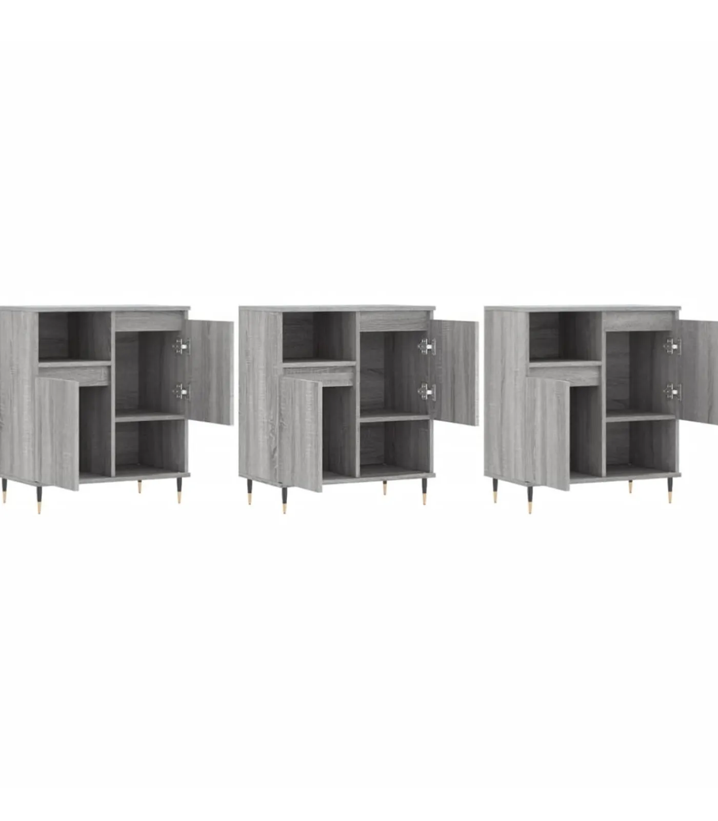 vidaXL Dressoirs 3 st bewerkt hout grijs sonoma eikenkleurig