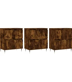 vidaXL Dressoirs 3 st bewerkt hout gerookt eikenkleurig