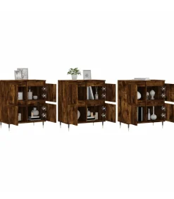 vidaXL Dressoirs 3 st bewerkt hout gerookt eikenkleurig