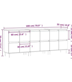 vidaXL Dressoirs 3 st bewerkt hout gerookt eikenkleurig