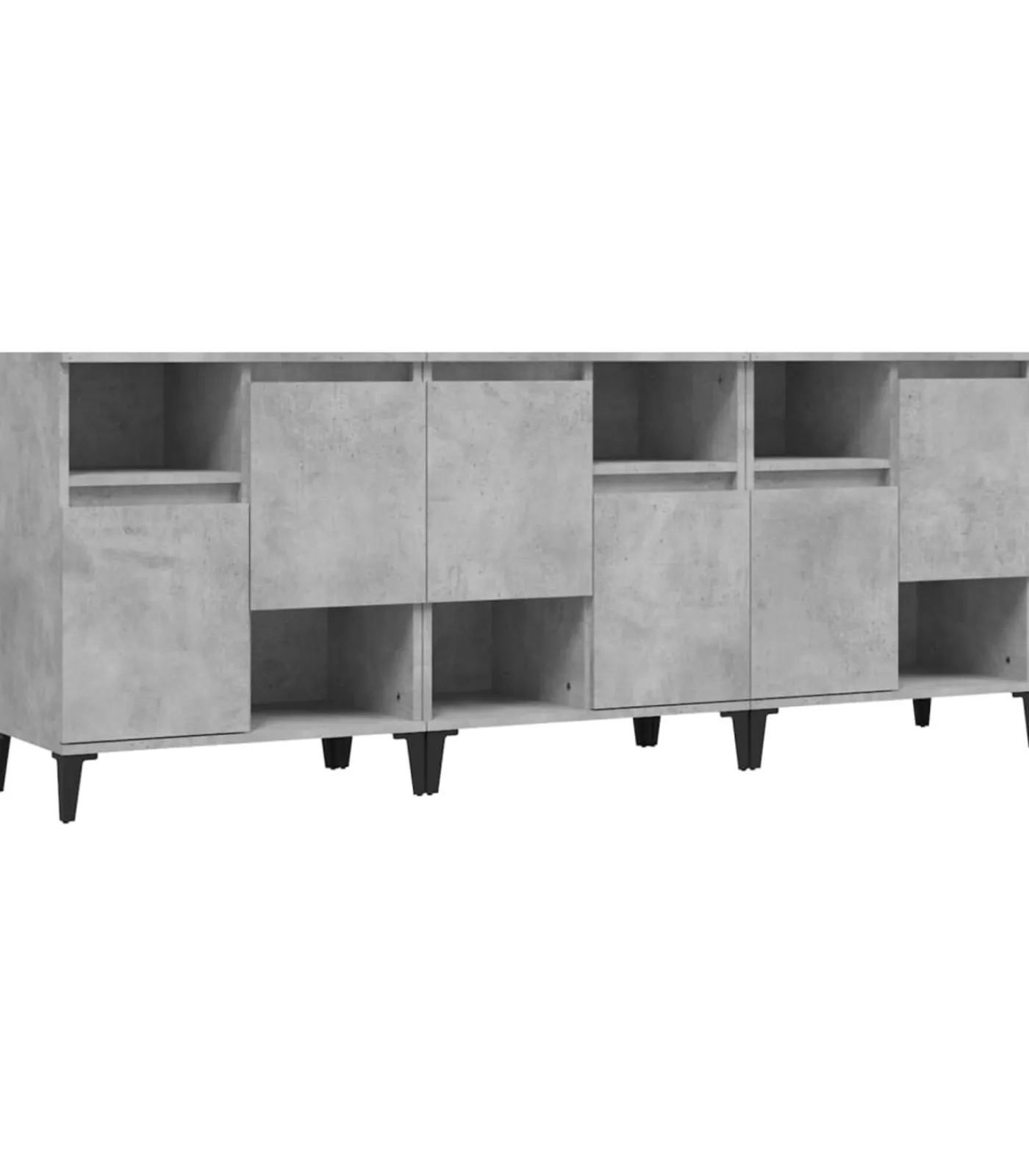 vidaXL Dressoirs 3 st 60x35x70 cm bewerkt hout betongrijs