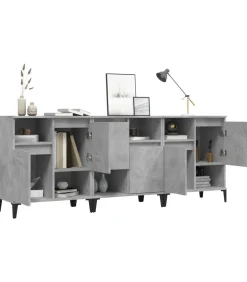 vidaXL Dressoirs 3 st 60x35x70 cm bewerkt hout betongrijs