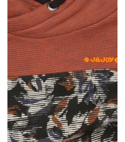 Kinderen J&JOY Driekleurige jongenstrui met kangoeroezak en plantenpatroon