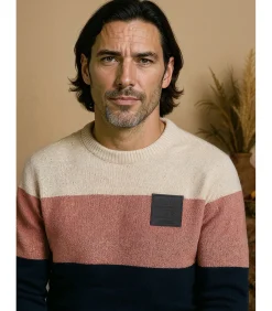 Heren J&JOY Driekleurige ronde halstrui voor heren
