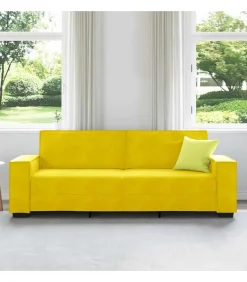 Driezitsbank 180 cm fluweel geel Zetels