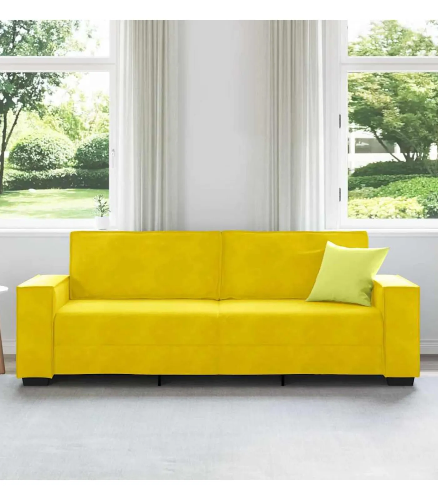 Driezitsbank 180 cm fluweel geel Zetels