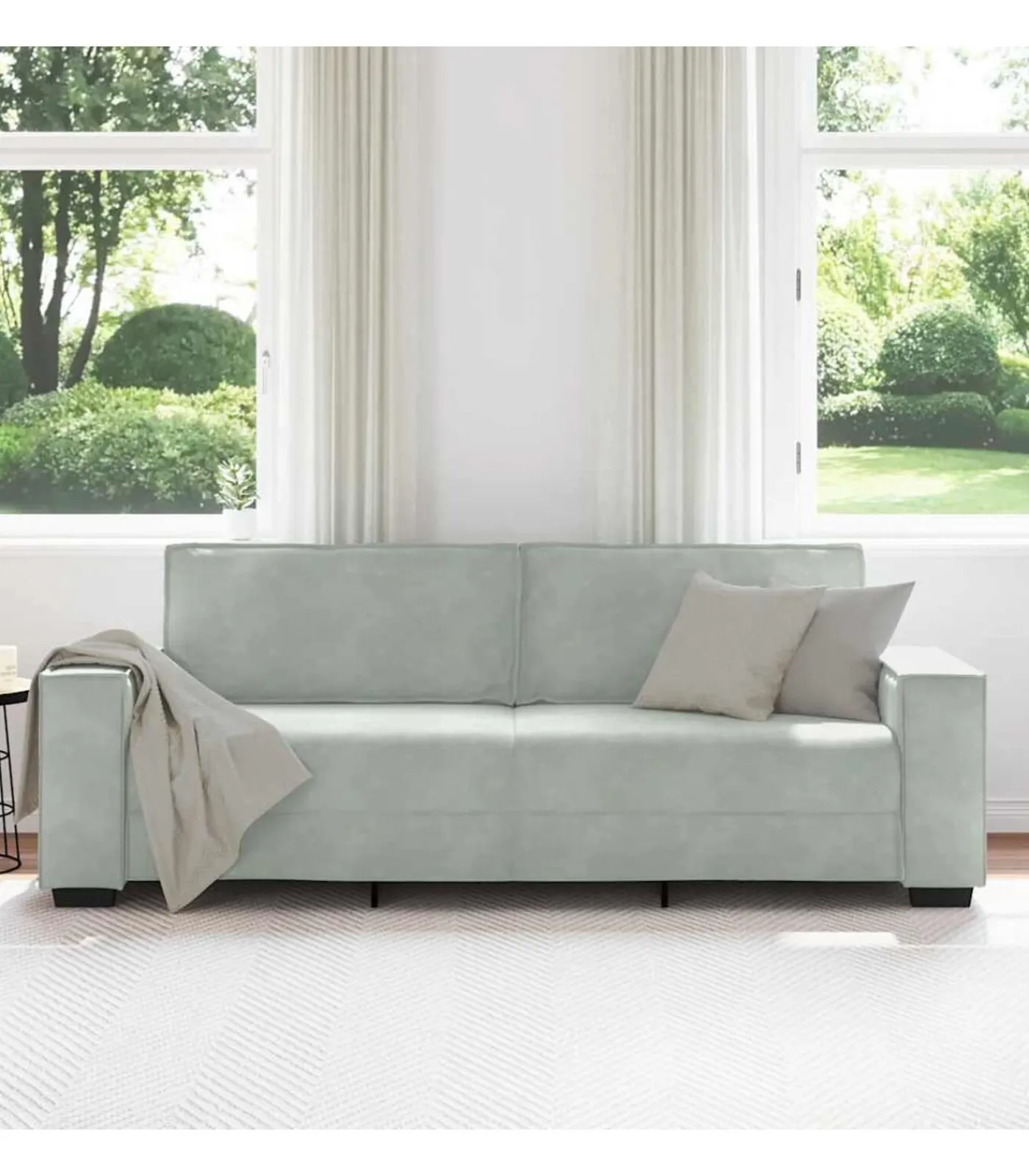 vidaXL Driezitsbank 180 cm fluweel lichtgrijs