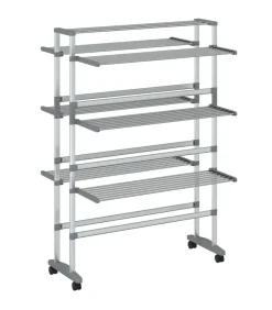 vidaXL Droogrek met wieltjes 89x64x129 cm aluminium