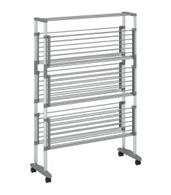 vidaXL Droogrek met wieltjes 89x64x129 cm aluminium