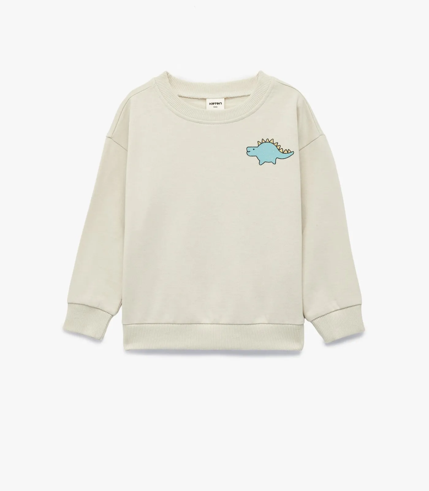 Kinderen Koton Ecru Baby Sweatshirt Lange Mouwen Dinosaurusprint