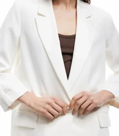 New Ecru Blazer Lange Mouwen Kruisdetail Zakdetail DAMES Jassen