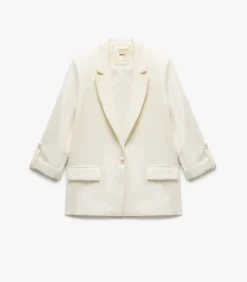 New Ecru Blazer Lange Mouwen Kruisdetail Zakdetail DAMES Jassen