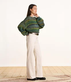 Sale Ecru jeans met wijde pijpen van organisch katoen DAMES Jeans