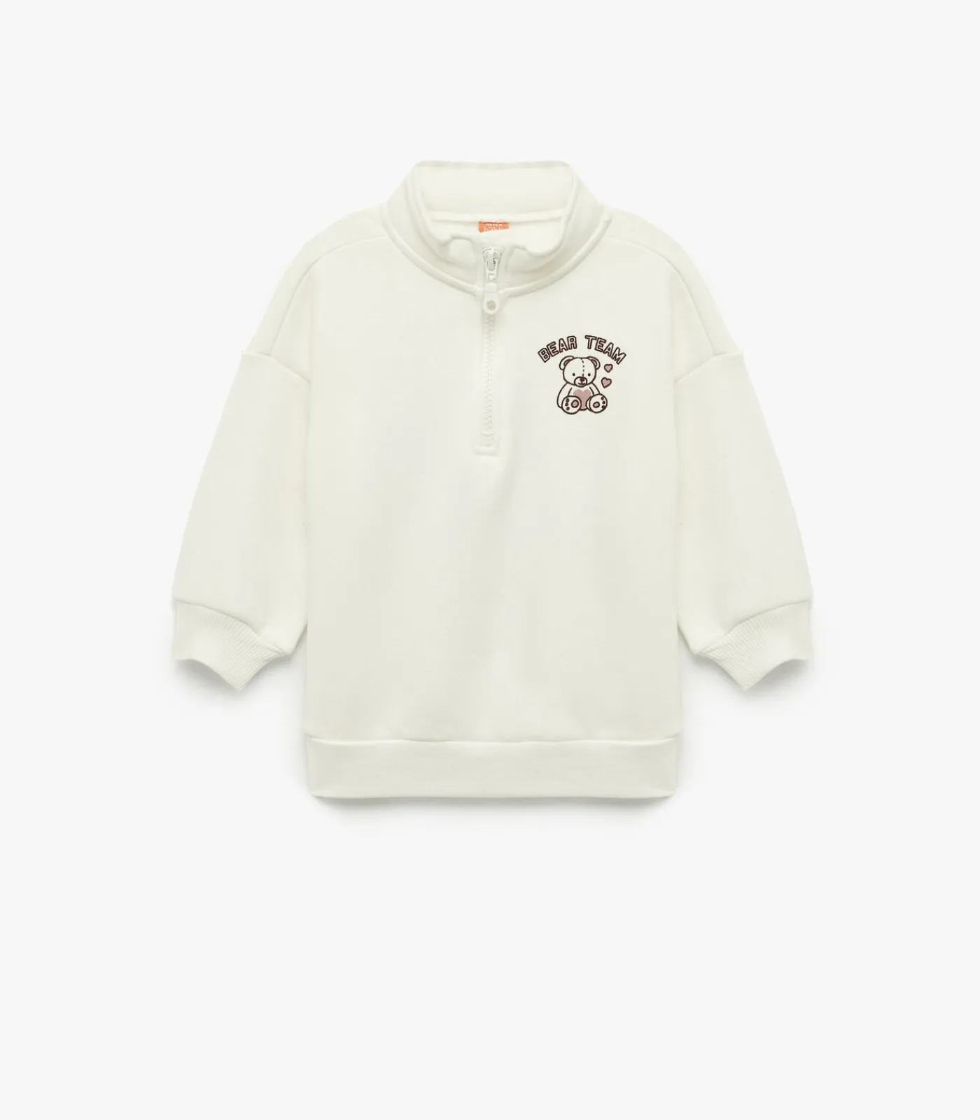 Kinderen Koton Ecru Kinder Sweatshirt Half Rits Met Print