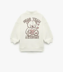 Kinderen Koton Ecru Kinder Sweatshirt Half Rits Met Print