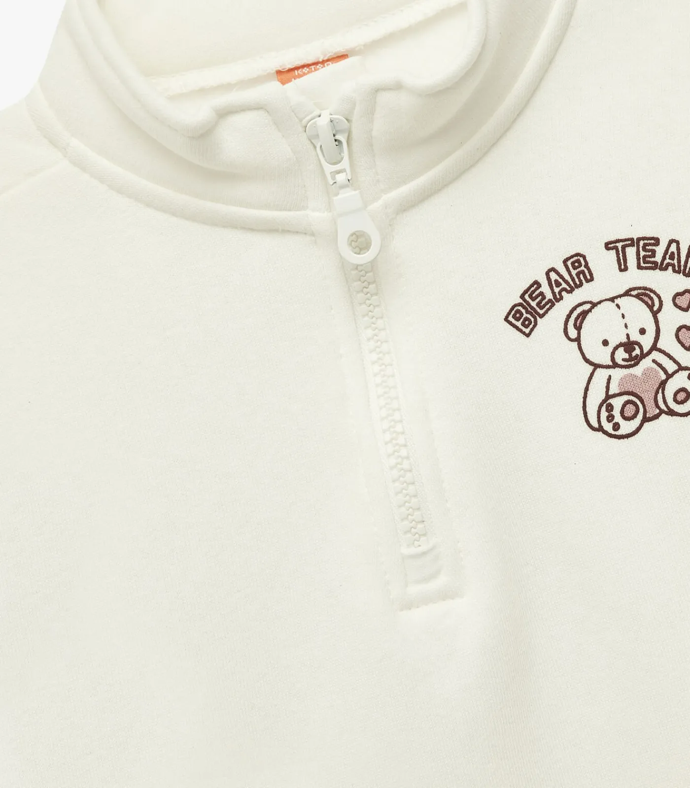 Kinderen Koton Ecru Kinder Sweatshirt Half Rits Met Print