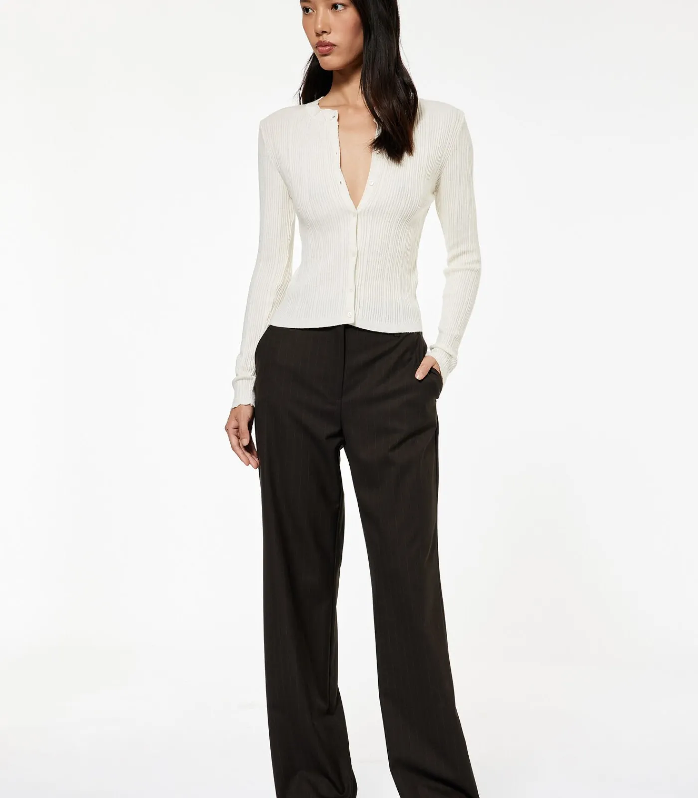 DAMES Koton Ecru Lange Mouwen Trui Met Knoopsluiting