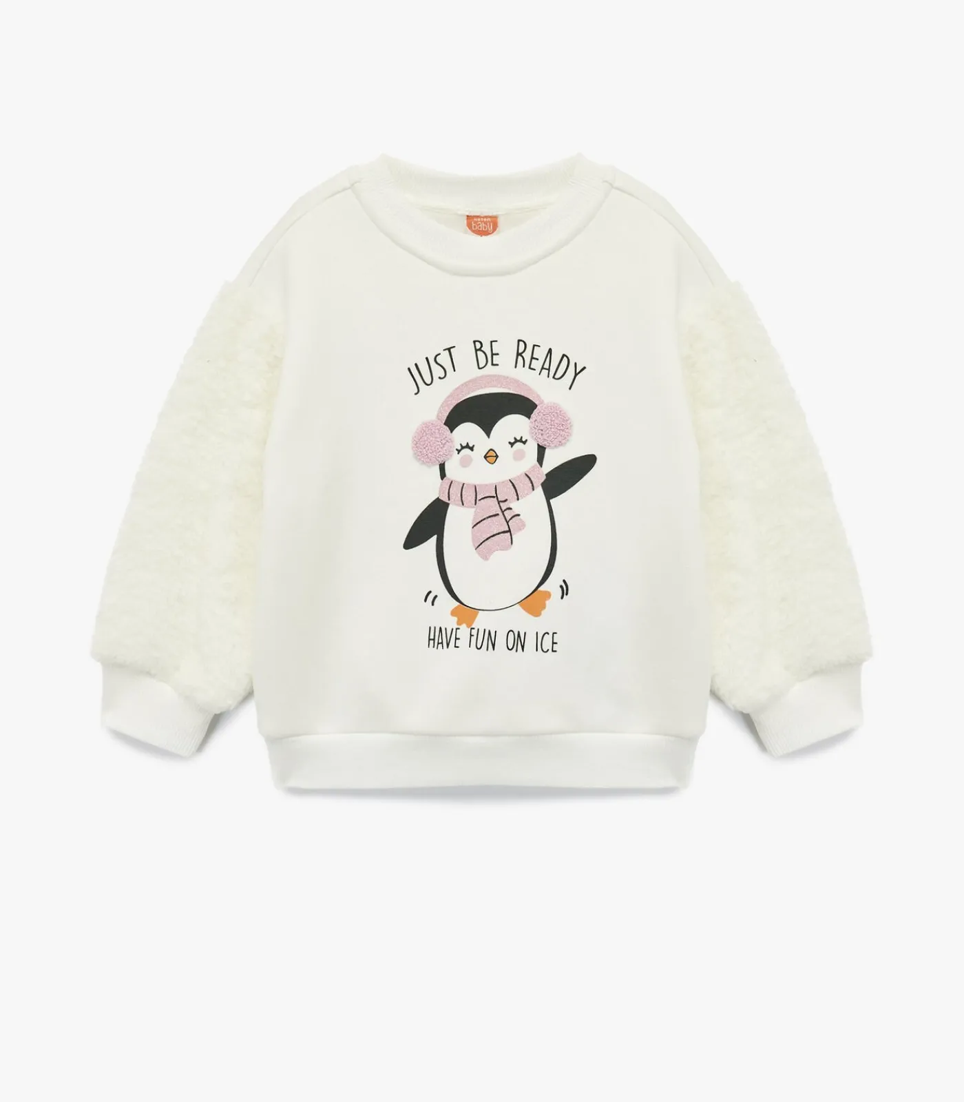 Sale Ecru Meisjes Baby Sweatshirt met Pinguïnprint Lange Mouwen Kinderen Truien & Cardigans
