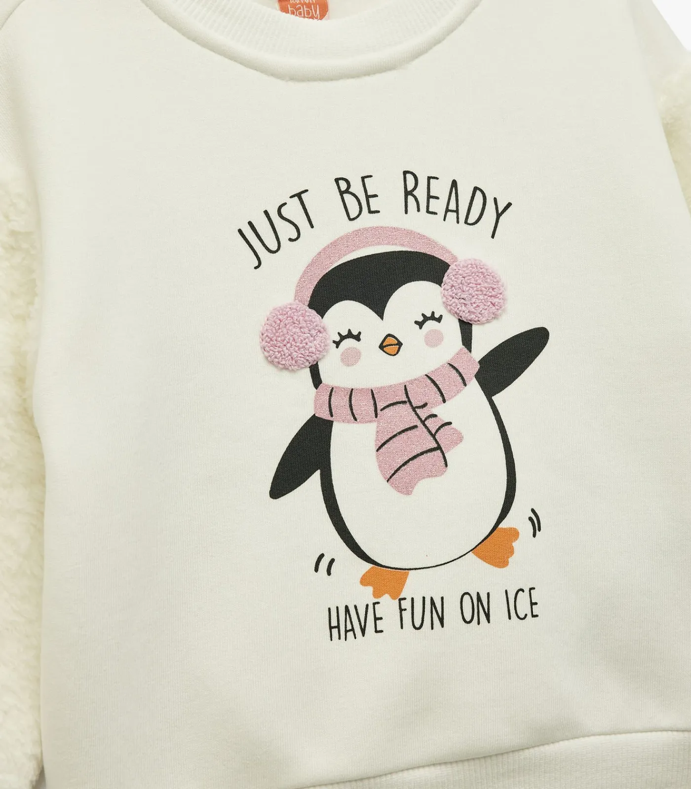 Sale Ecru Meisjes Baby Sweatshirt met Pinguïnprint Lange Mouwen Kinderen Truien & Cardigans