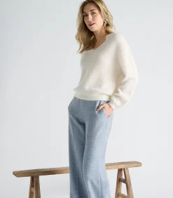 DAMES Marie Méro Ecru pull met v-hals