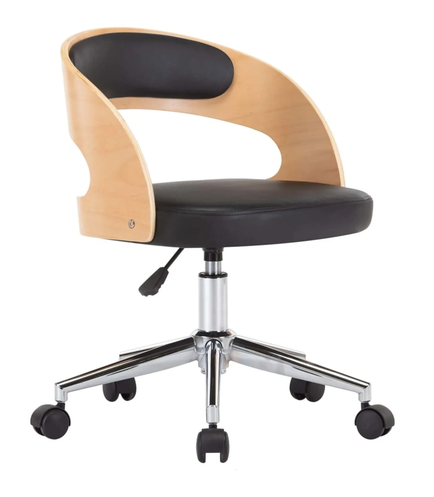 vidaXL Eetkamerstoel draaibaar gebogen hout en kunstleer zwart