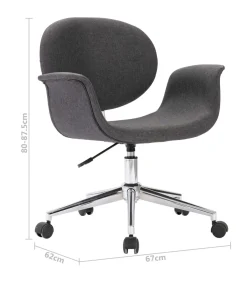 vidaXL Eetkamerstoel draaibaar stof grijs