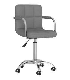 vidaXL Eetkamerstoel draaibaar stof lichtgrijs