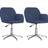 vidaXL Eetkamerstoelen 2 st draaibaar stof blauw