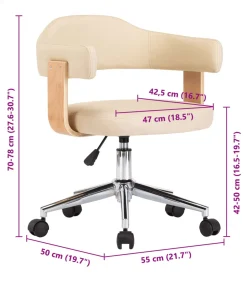 vidaXL Eetkamerstoelen 6 st draaibaar 6 st kunstleer crèmekleurig
