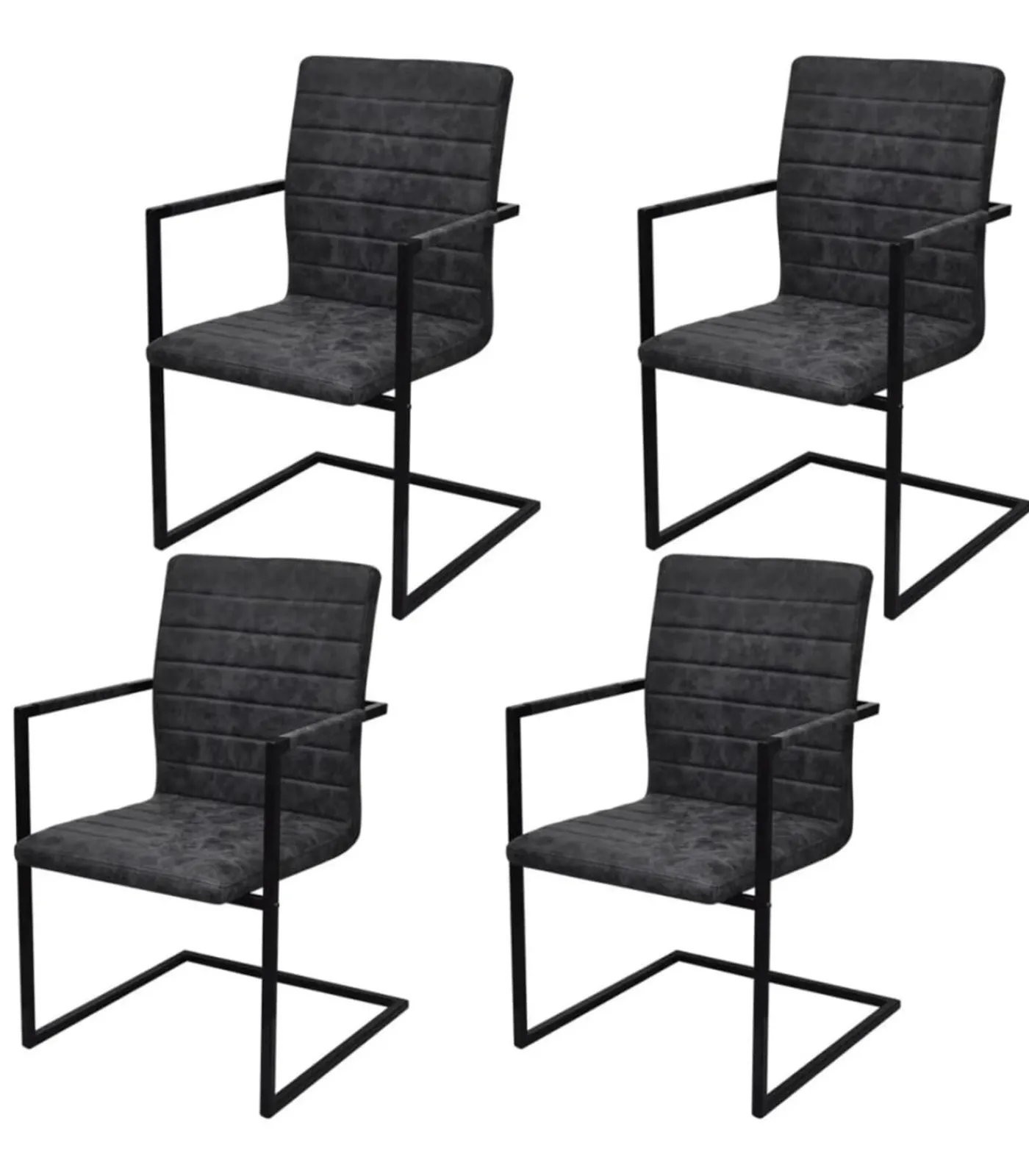 Outlet Eetkamerstoelen 4 st kunstleer zwart Stoelen