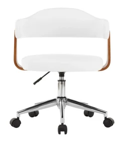 vidaXL Eetkamerstoelen draaibaar 4 st gebogen hout en kunstleer wit