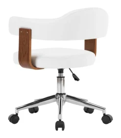 vidaXL Eetkamerstoelen draaibaar 4 st gebogen hout en kunstleer wit