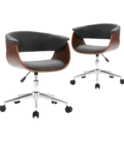 vidaXL Eetkamerstoelen draaibaar 2 st stof grijs