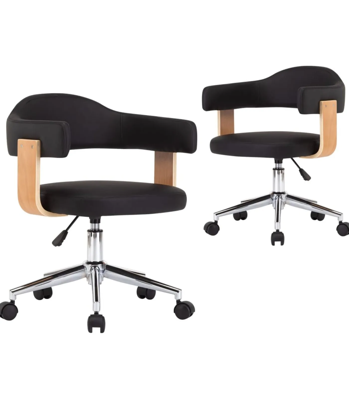 vidaXL Eetkamerstoelen draaibaar 2 st kunstleer zwart