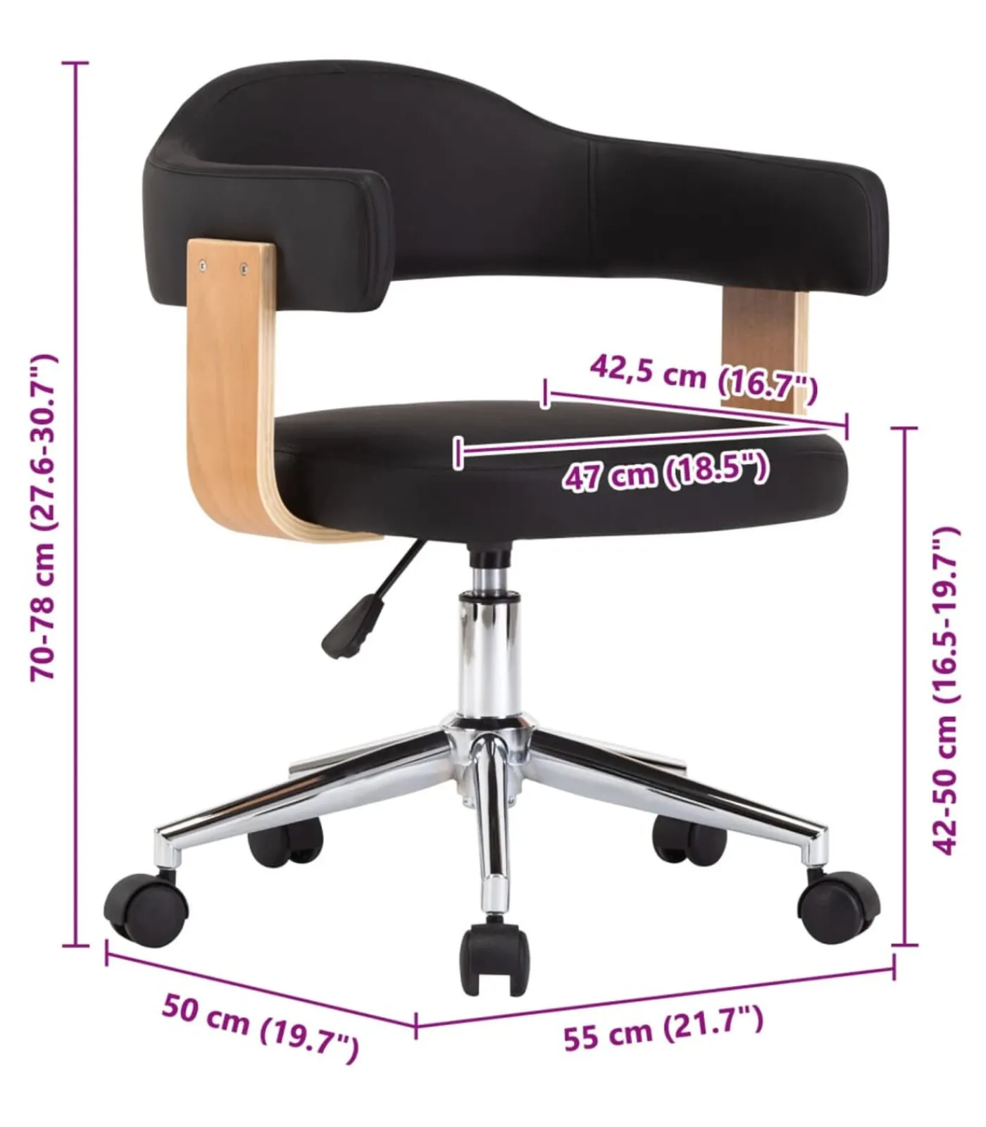 vidaXL Eetkamerstoelen draaibaar 2 st kunstleer zwart