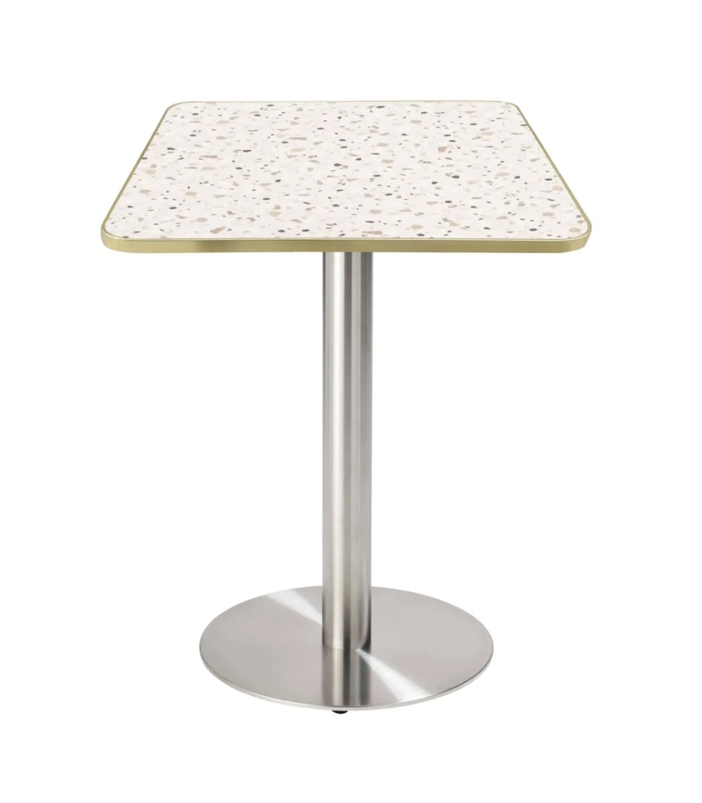 Oviala Eettafel 60 x 60 cm zilveren poot en terrazzo/gouden coating