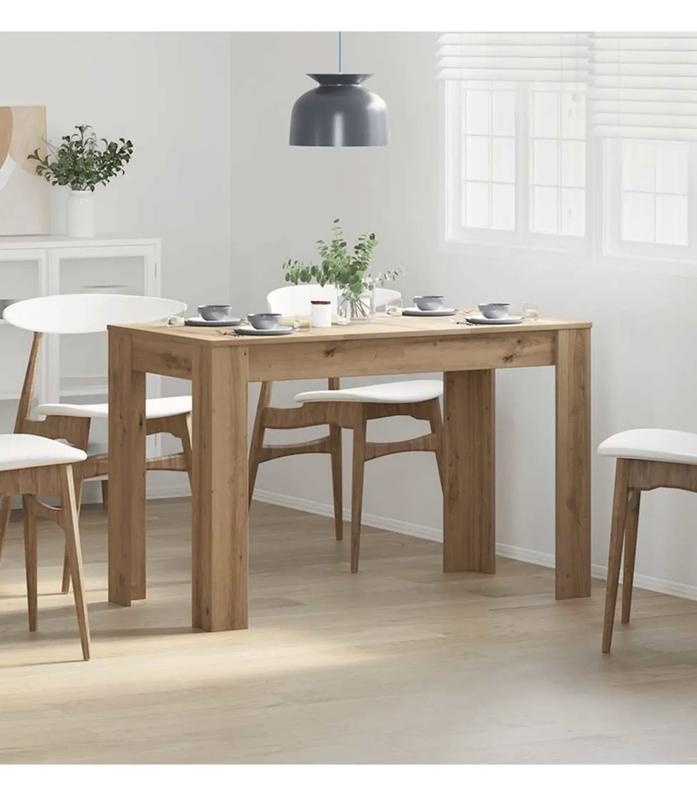 Hot Eettafel 120x60x76 cm bewerkt hout artisanaal eikenkleur Tafels