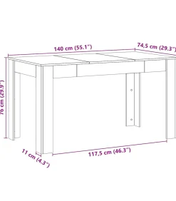 vidaXL Eettafel 140x74,5x76 cm bewerkt hout artisanaal eikenkleurig