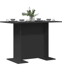 vidaXL Eettafel Zwart 110 x 60 x 75 cm Bewerkt hout