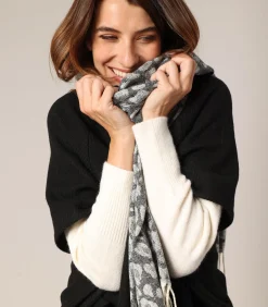 DAMES Deeluxe EFINA - Zachte luipaardprint sjaal met gedraaide franjes