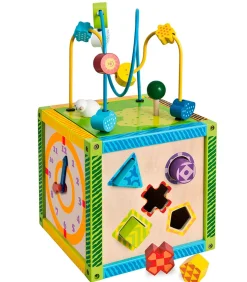 Outlet houten speelbox activiteitenkubus kralenspiraal educatief Kinderen Speelgoed