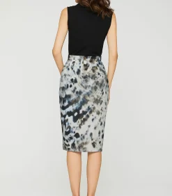 Elastische gabardine kokerrok met luipaardprint DAMES Rokken